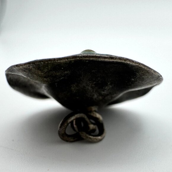 Chinese Antique Enamel Metal Frog Button Lily Pad Symbolizing Wealth & Prosperit - Picture 6 of 6